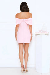 Exquisite Ease Off Shoulder Mini Dress Pink