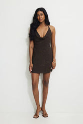 Beaded Mesh Mini Dress