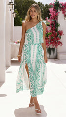 Hallie Maxi Skirt - Green Aztec