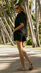Nadine Shirt and Shorts Set - Black