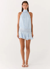 Willow Chiffon Mini Dress - Blue