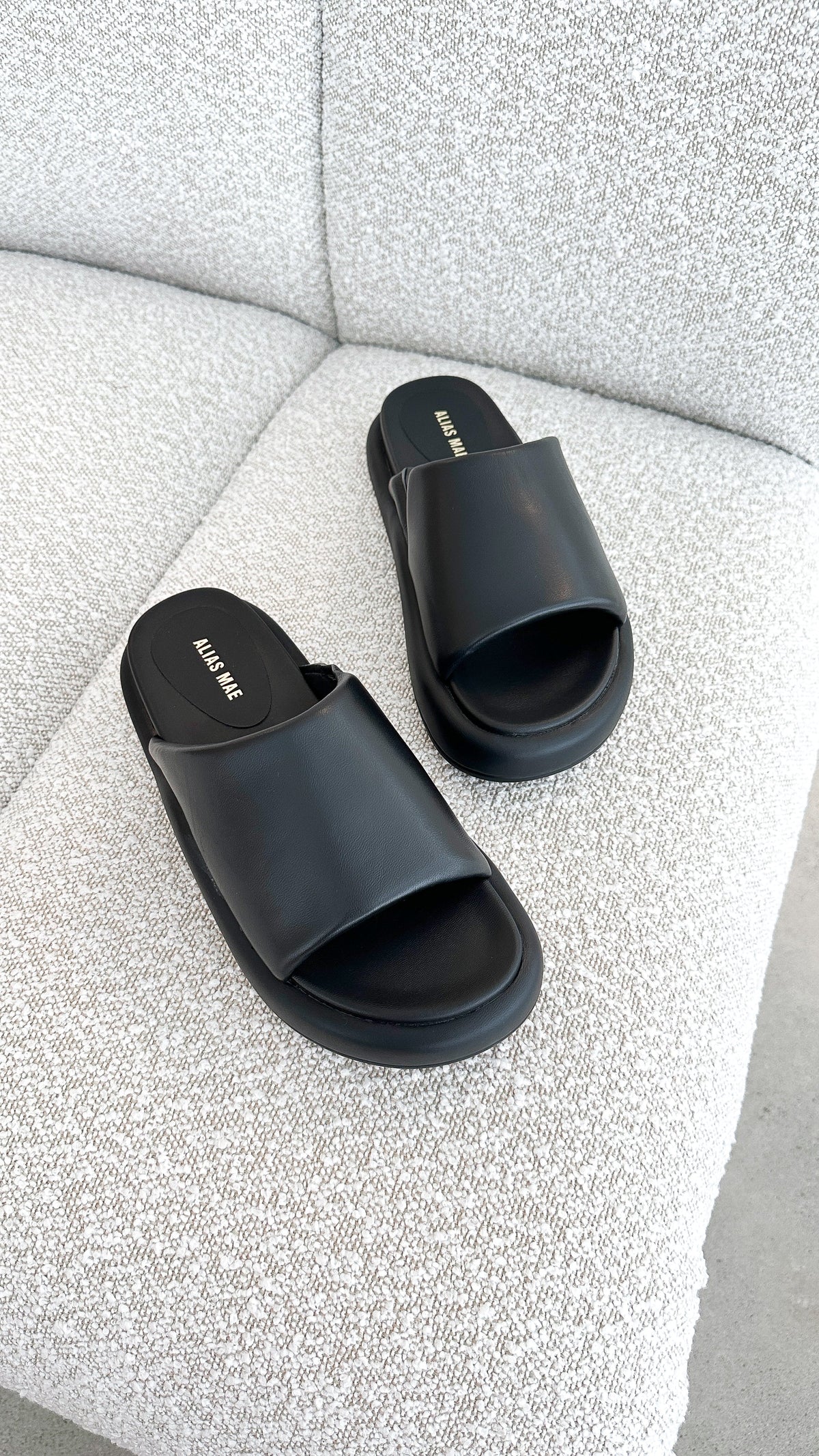 Thea Slide - Black Leather