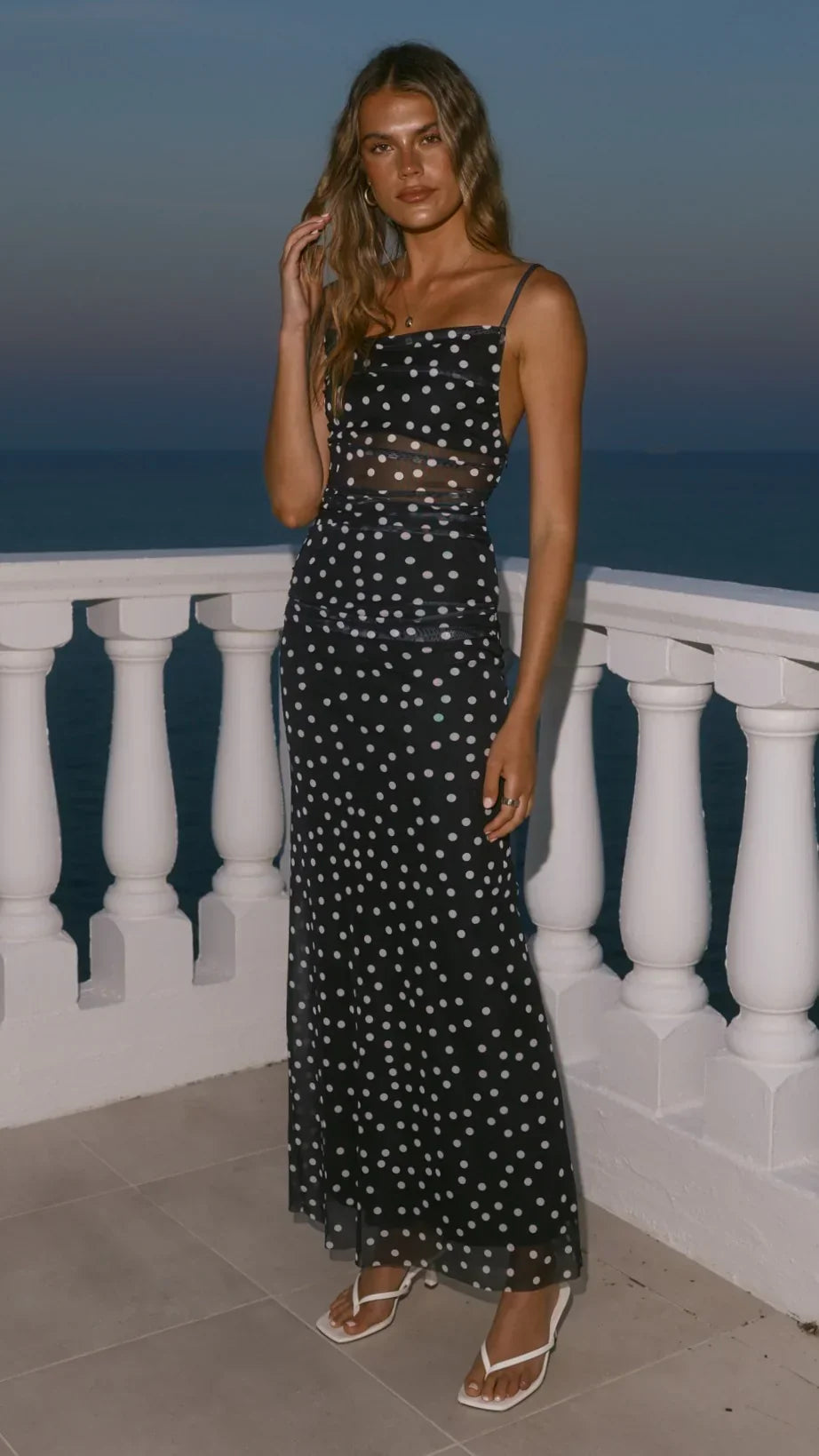 Loralei Maxi Dress - Black/White Polka Dot