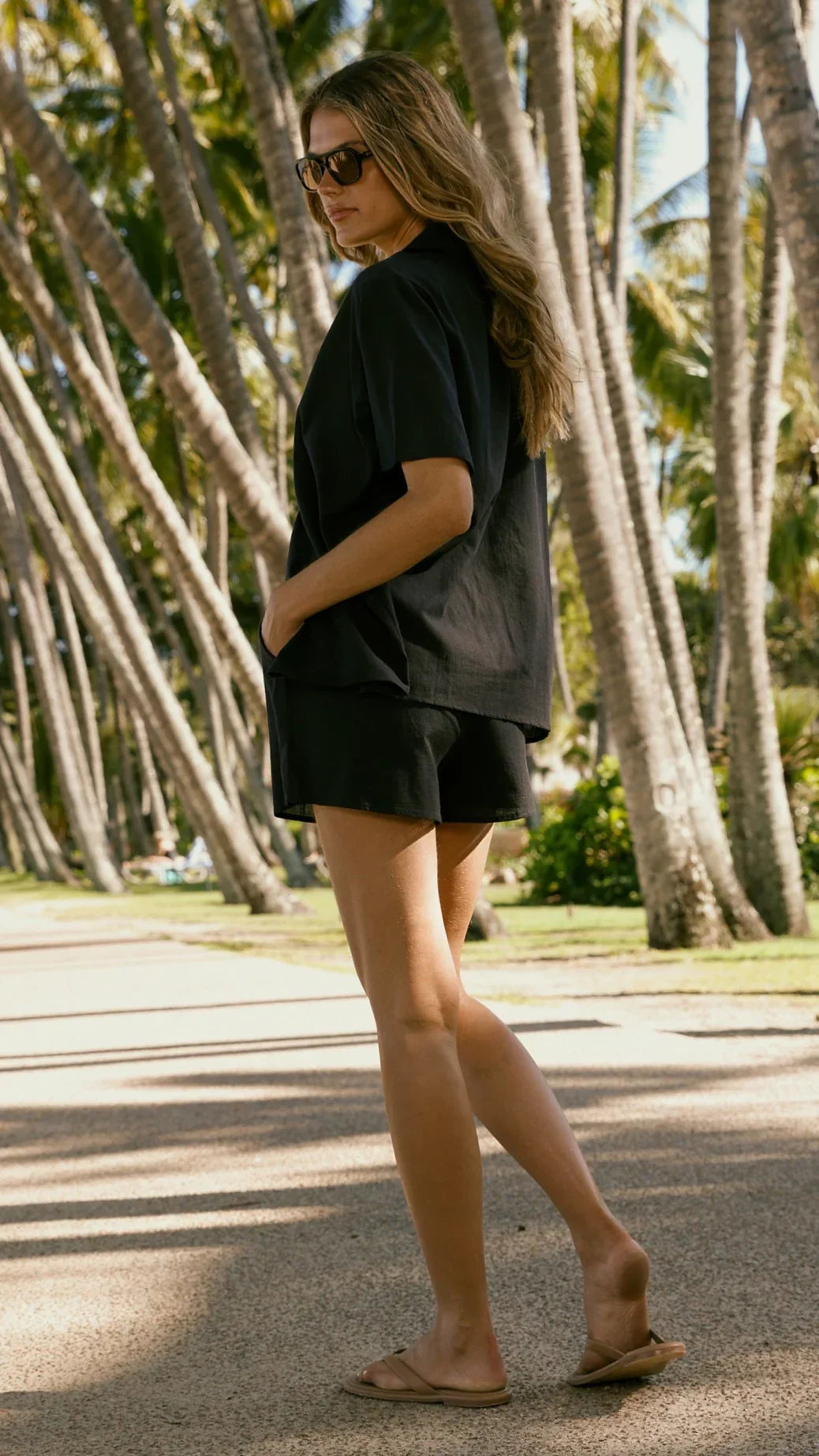 Nadine Shirt and Shorts Set - Black